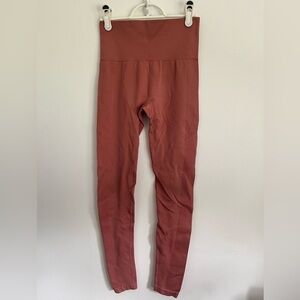 Jed North 7/8 Length Muted Pink High Waist Ribbed Leggings Pant - XS / S